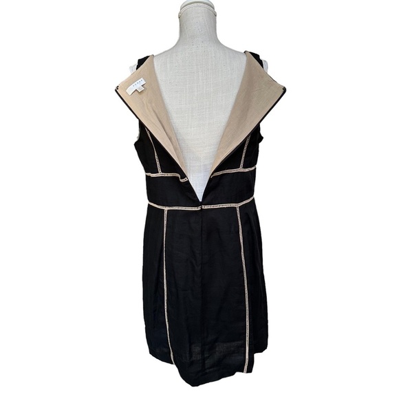Kenar Women's 100% Linen Sheath Black &Tan Midi Dress Size:‎ 14 - Picture 4 of 14